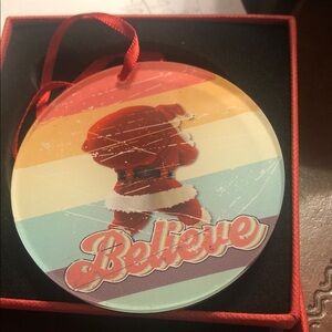 Festive Santa Ornament with 'Believe' Design